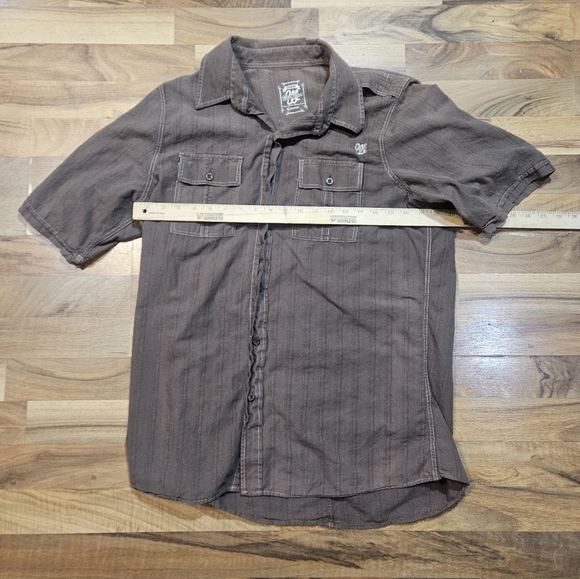 Wrangler Brown Short Sleeve Button Down Shirt LA PD Obeying the Law L - Picture 5 of 8